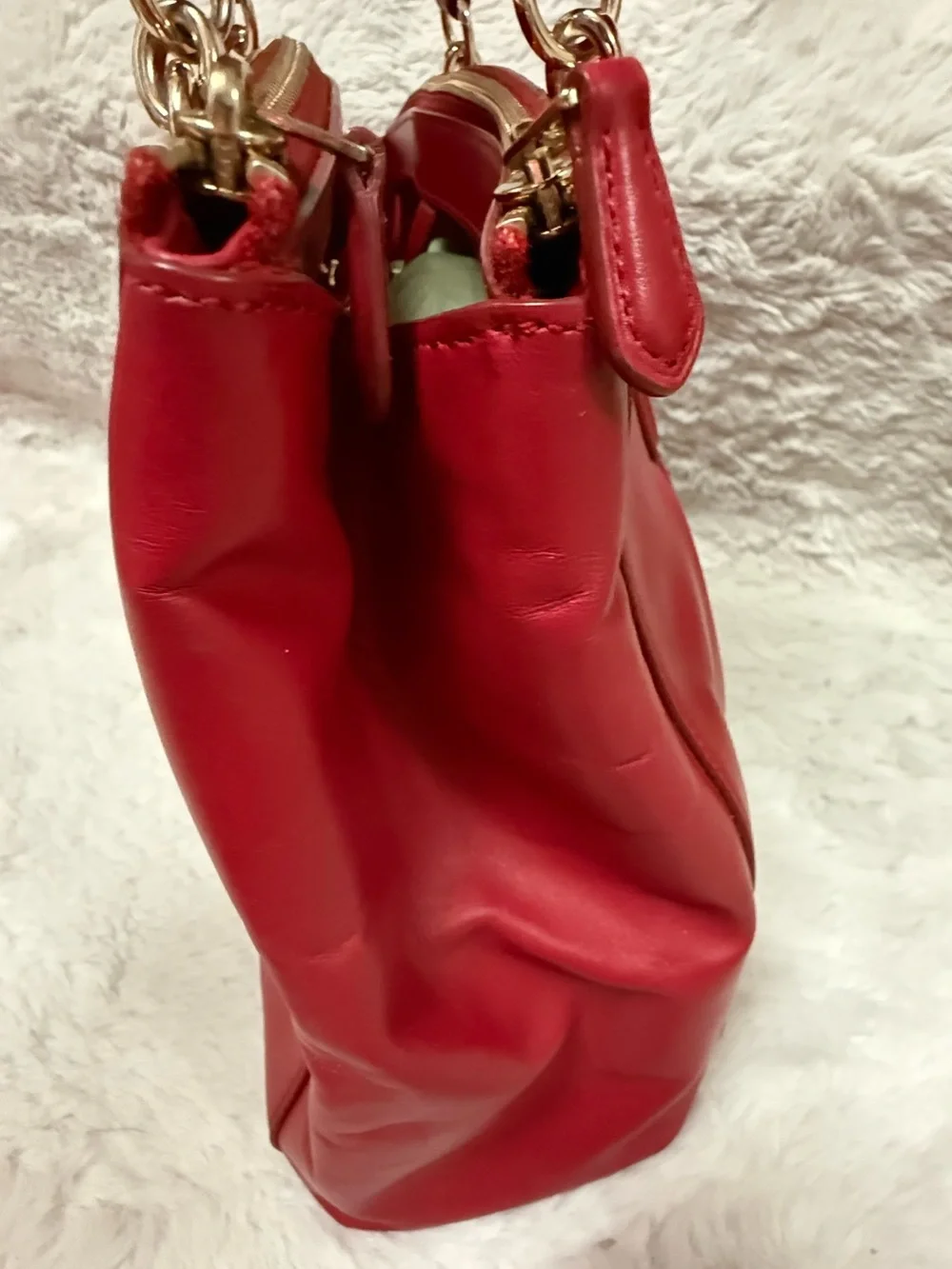 COACH Large Christie Carryall Red Leather Tote with Gold-Tone Hardware